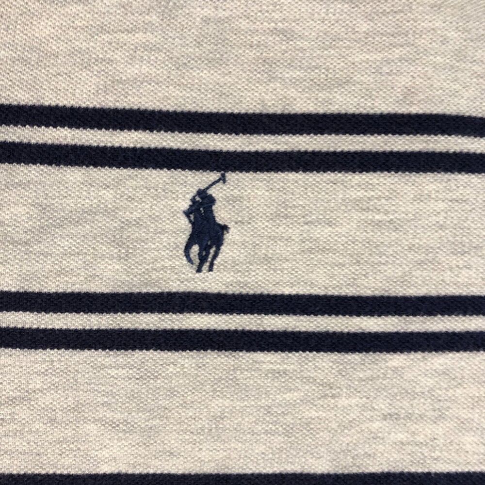 Polo Ralph Lauren Shirt Adult Medium Gray Striped Dad Pony Logo Preppy Men Slit - Picture 4 of 9